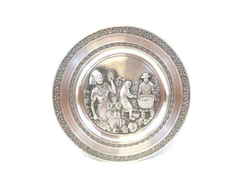 Vtg Etain Des Vieux Moulins 97% Garantie Pewter Collectors Plate Grape Harfst