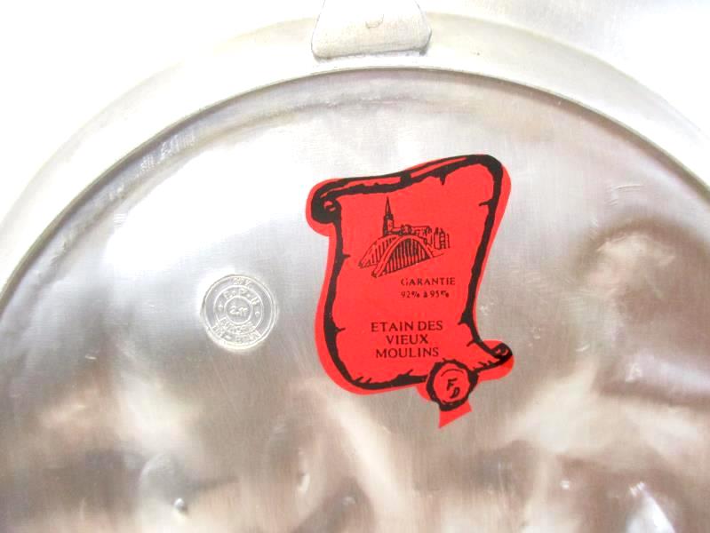 Vtg Etain Des Vieux Moulins 97% Garantie Pewter Collectors Plate Grape Harfst