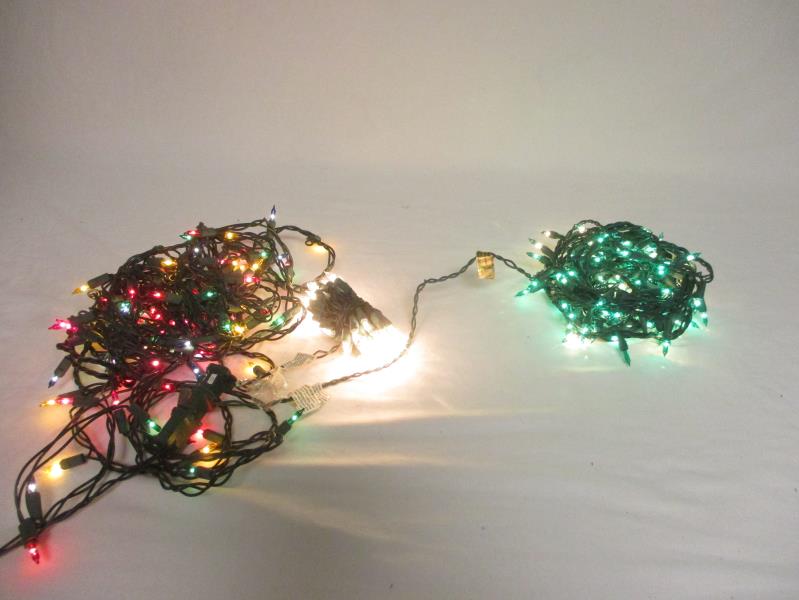 Lot of 3 Strings Christmas Tree Mini Lights 100 50 Bulb Multi Clear Tested