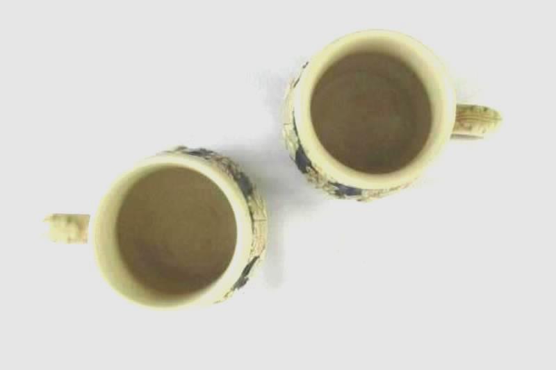 Lot of 2 Coffee Mugs Ceramic Germany Pfalz Ehrenfels Rheinstein Tan Blue