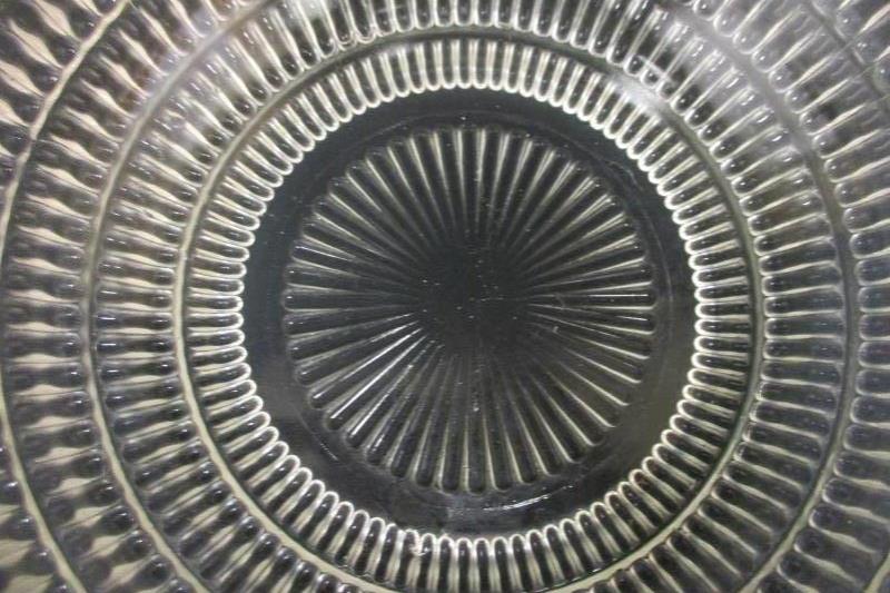 Vintage Clear Textured Glass Serving Bowl Handles Sunburst Bottom 8.5 in