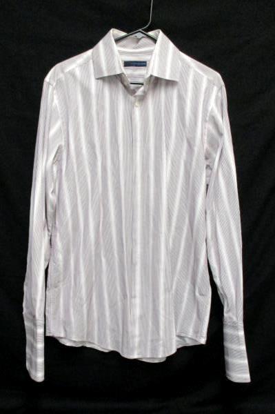 ML Material London Maroon White Long Sleeve Button Dress Shirt Men's M