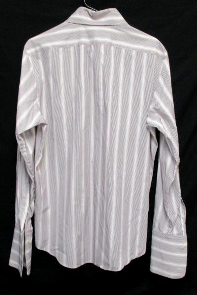 ML Material London Maroon White Long Sleeve Button Dress Shirt Men's M