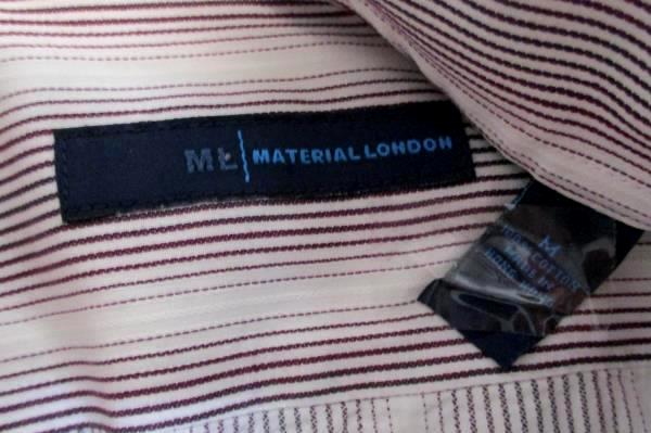 ML Material London Maroon White Long Sleeve Button Dress Shirt Men's M