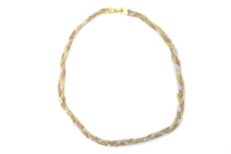Braided Chain Necklace And Matching Bracelet Gold Tone Silver Tone Copper