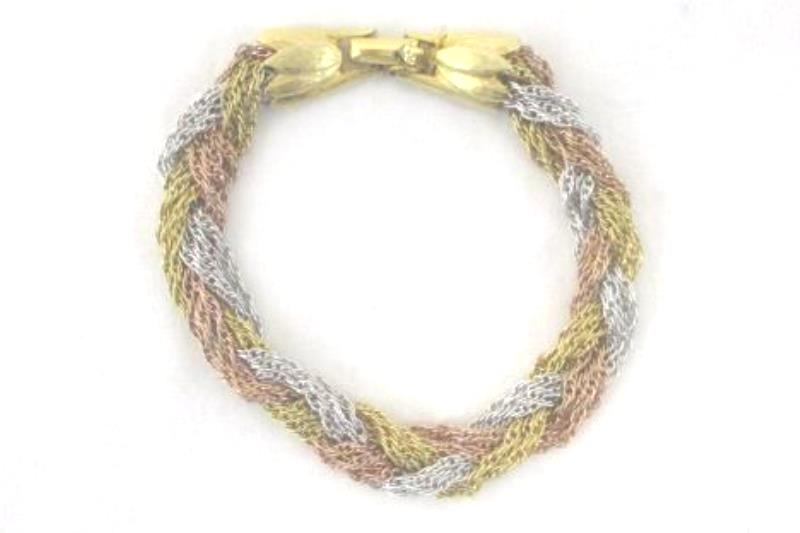Braided Chain Necklace And Matching Bracelet Gold Tone Silver Tone Copper