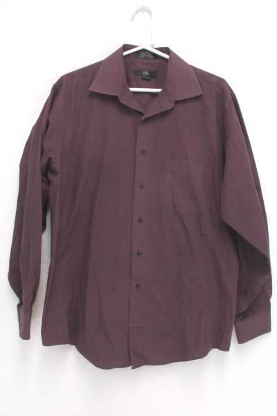 H&H Men's Maroon Wrinkly Resistant Fine-Line Stripe Button Shirt 16 1/2-34/35