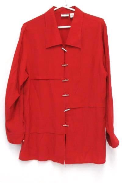 Blushe Impressions Red Long Sleeve Career Blouse T Buttons Women's 16