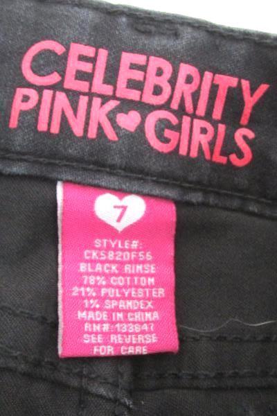 Celebrity Pink Girl's Black Denim Skinny Jeans Pants Stretch Girls Size 7