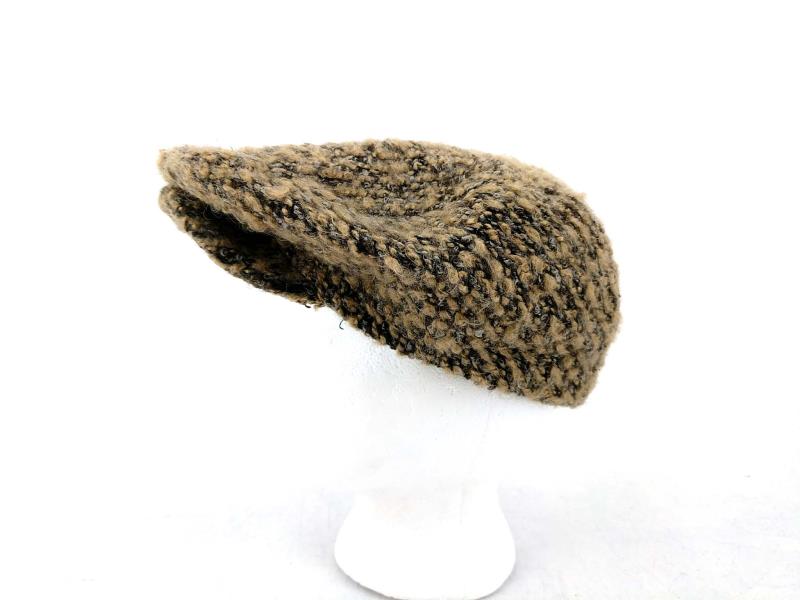 SAKS FIFTH AVENUE Driving Cap Boucle Tweed Brown Newsie Cabbie Flat Cap OSFM
