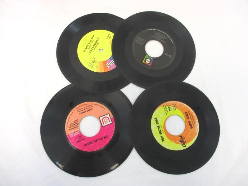 Lot of 14 Vintage Vinyl Records For DIY Crafting 6in 45 RPM Repurpose
