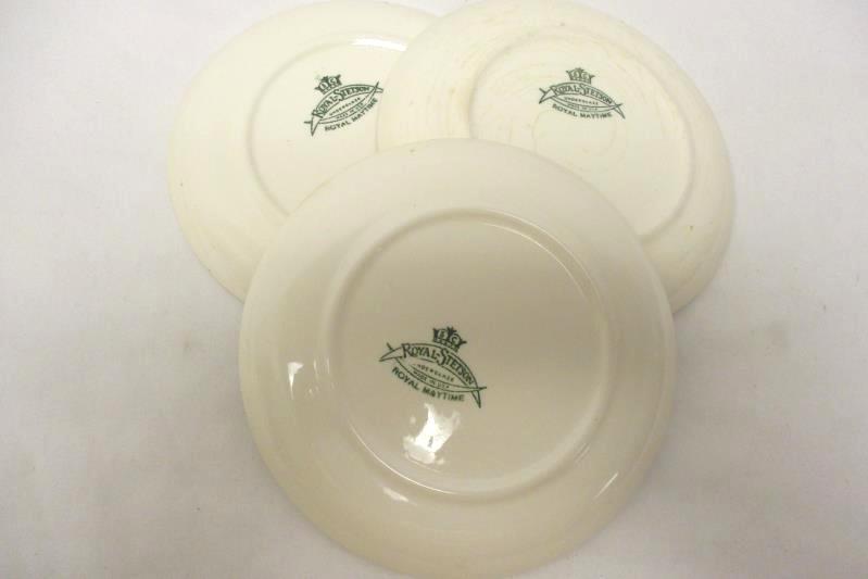 Lot of 3 Vintage Royal Stetson Saucer Plates Royal May Time White Blue Floral