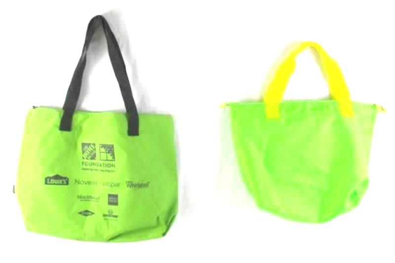 Lot of 2 Tote Bags Habitat For Humanity Soroptimist Green Yellow White