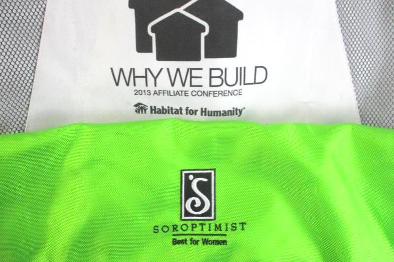 Lot of 2 Tote Bags Habitat For Humanity Soroptimist Green Yellow White