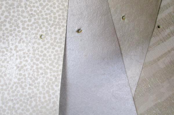 27" x 27" Square Metallic Wall Paper Samples Silver Striped Dots Upcycle Crafts