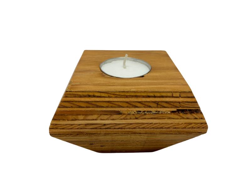 Set of 3 Wood Layer Planter With Forever Succulent Candle Crafted Decor
