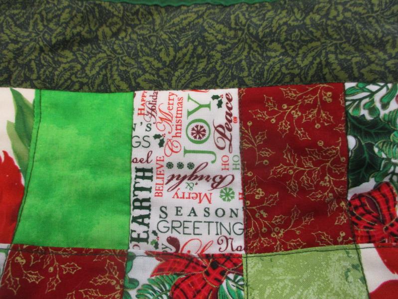 Handmade Quilted Tote Bag Christmas Pattern Poinsettia Green Joy Mistletoe