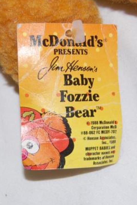 Vtg Bear Muppets Fozzie Baby 1987 Jim Henson Scarf Plush with McDonalds Hang Tag