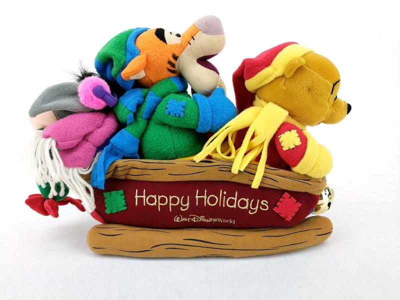 Walt Disney World Winnie the Pooh Christmas Sled Jinglebells Dancing Plush Toy
