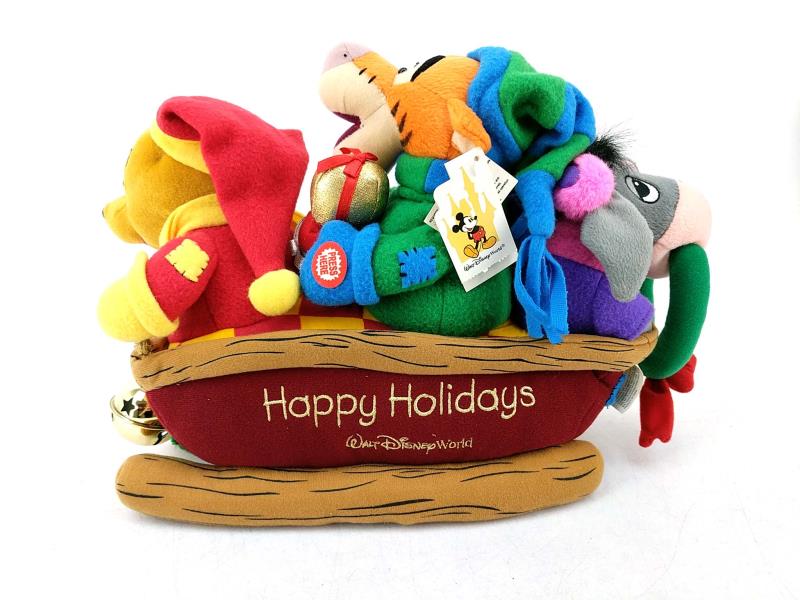 Walt Disney World Winnie the Pooh Christmas Sled Jinglebells Dancing Plush Toy