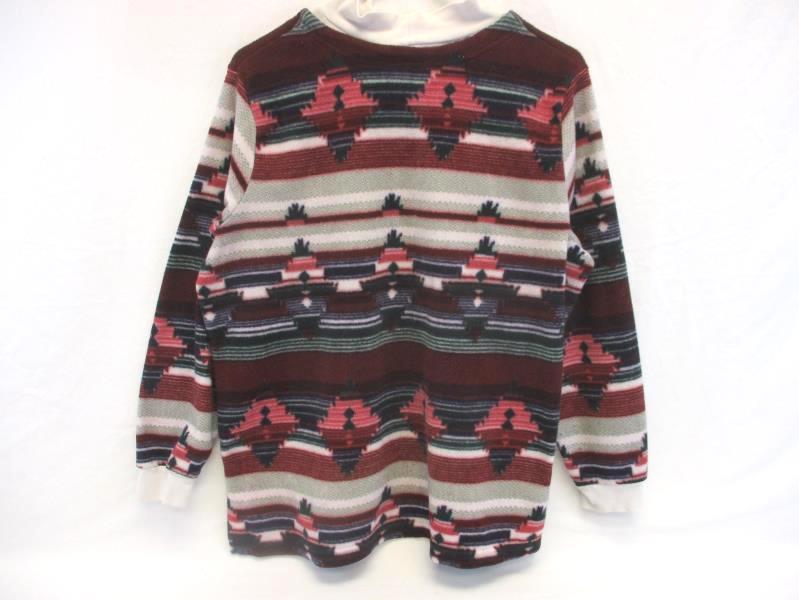 Blair Fleece Turtleneck Sweater Geometric Diamond Pattern Green Women's Size M