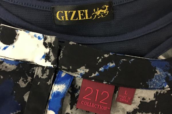 Lot Of 2 Women's Tops Gizel 212 Collection Blue White Black Shirts Size Large
