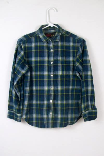 Old Navy Vintage Boy's Youth Yellow Blue Flannel Size Large