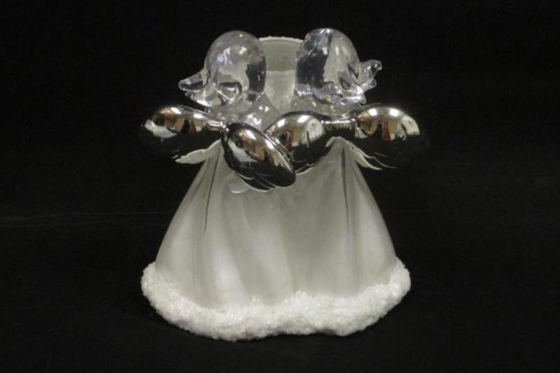 Walmart Acrylic Angel Tealight Candle Holder White Silver-Tone Wings