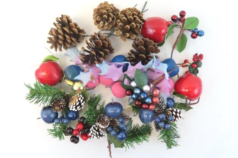 Lot Of Decorations For Christmas DIY Projects Cones Berries Apples