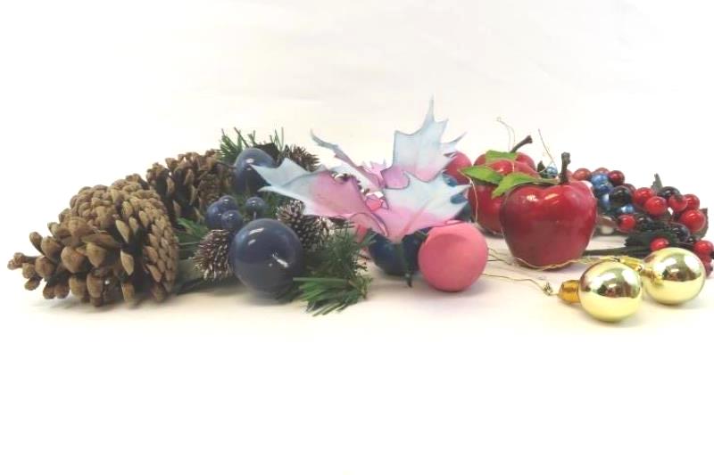 Lot Of Decorations For Christmas DIY Projects Cones Berries Apples