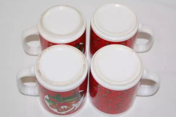 Lot of 4 Christmas Coffee Cocoa Mugs Cups Red White Teddy Bears