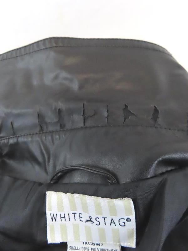 White Stag Jacket Coat Soft Faux Leather Black Button Down Women's Size 1X 16W