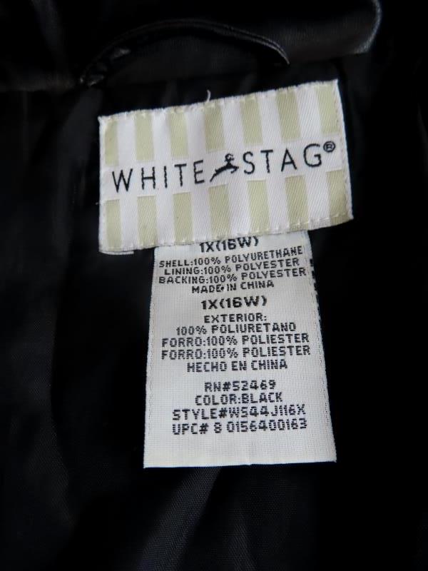 White Stag Jacket Coat Soft Faux Leather Black Button Down Women's Size 1X 16W