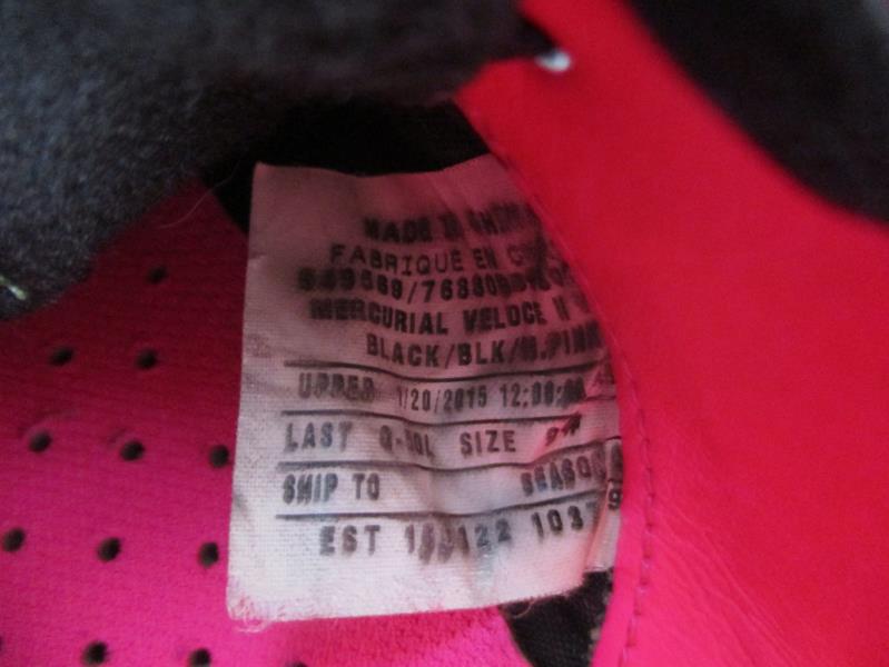 Nike Mercurial Pink Black Cleats Lace Up Women's Size 9 Faux Leather