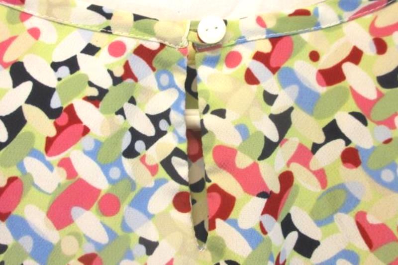 Karen Scott Semi Sheer Blouse Women's Size Medium Loose Fit Geometric Pattern