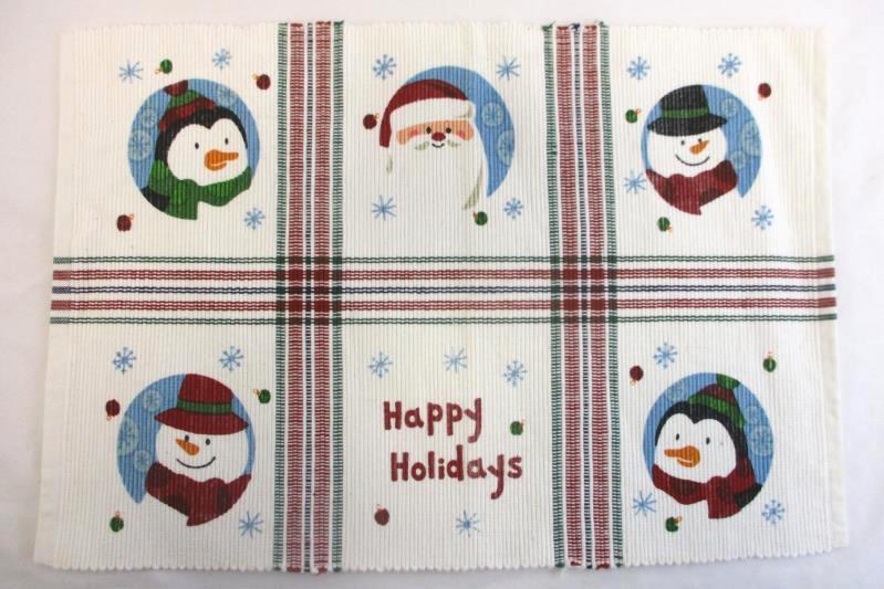 Lot of 5 Christmas Table Setting Decor Placemats Napkins Red Snowmen