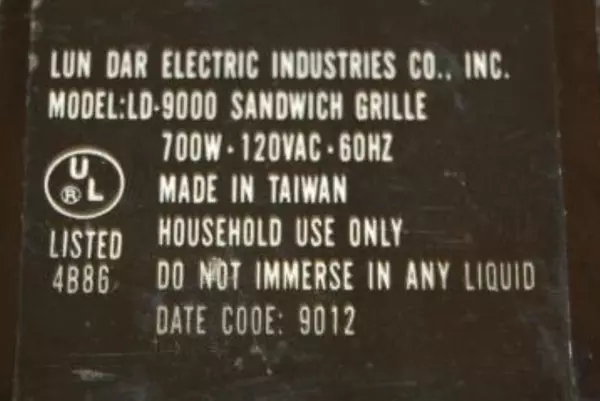 Primos Black Sandwich Grille Model 9000 700W Black Tested Works