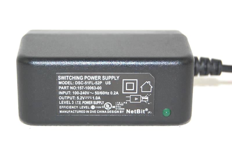 NetBit Switching Power Supply DSC-51FL-52P AC Adapter Plug Black