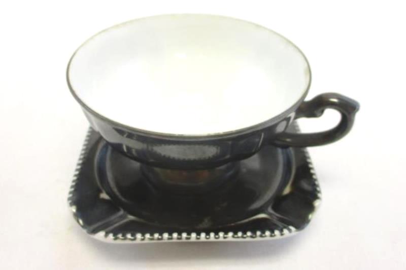 Lot of 2 Vintage Dekor Feinsilber Bavaria Teacup and Ashtray Silver Toned