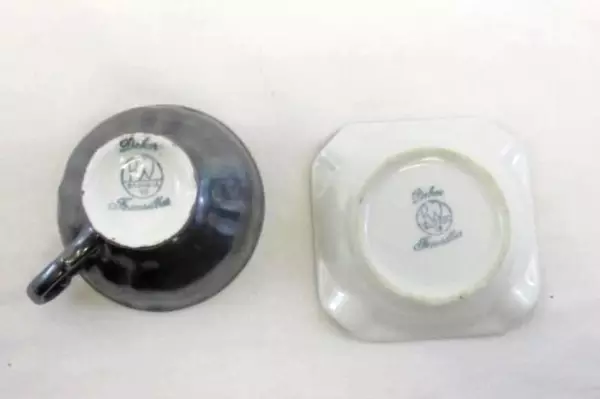 Lot of 2 Vintage Dekor Feinsilber Bavaria Teacup and Ashtray Silver Toned