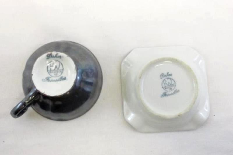 Lot of 2 Vintage Dekor Feinsilber Bavaria Teacup and Ashtray Silver Toned