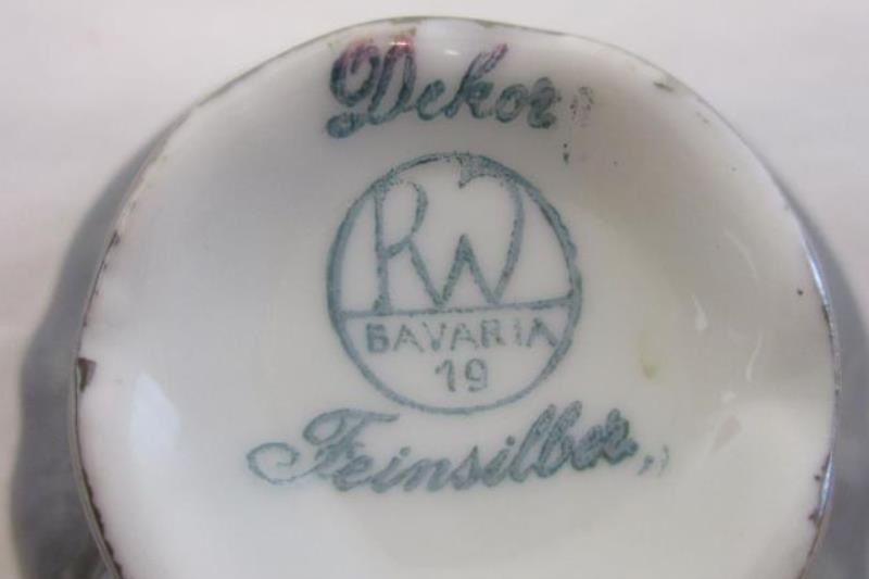 Lot of 2 Vintage Dekor Feinsilber Bavaria Teacup and Ashtray Silver Toned