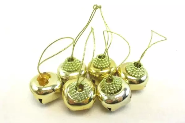 Lot of 18 Metal Christmas Bells Gold Silver Red Blue