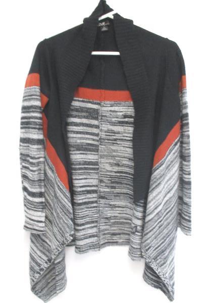 Love by Chesley Women's Sweater Cardigan Sz Small Juniors Striped Gray Red Black