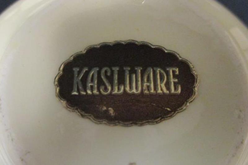 Vintage Kaslware Demitasse China Tea Set 24 Pieces Beige And Gold Gild Rare