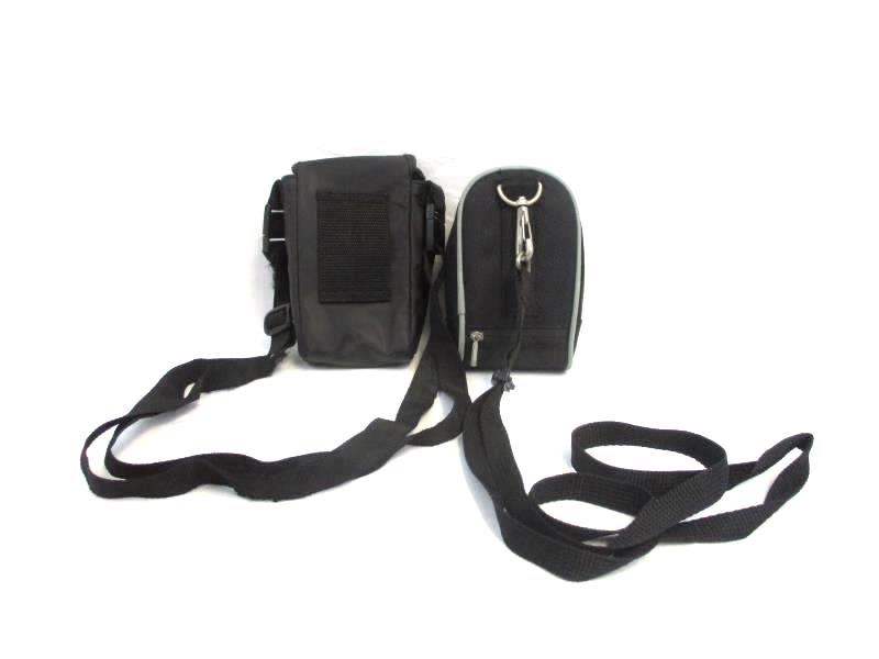 Lot of 2 Kodak Small Camera Bags Wristlet Neck Strap Black Blue Zips Easy Fasten