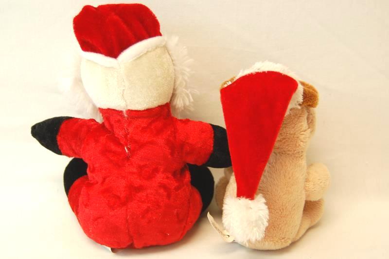 Lot of Plush Christmas Stuffed Dolls Dog Santa Soft Red Holiday