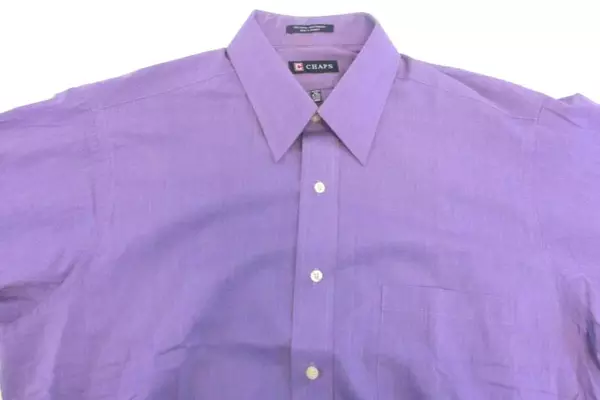Chaps Button-Up Shirt Solid Purple Collared Men's Size Large 16-16.5