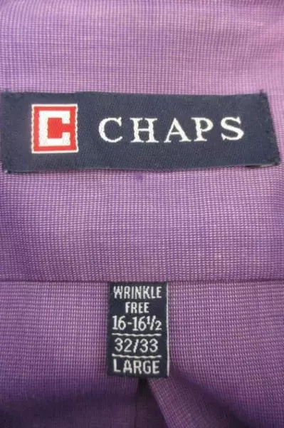 Chaps Button-Up Shirt Solid Purple Collared Men's Size Large 16-16.5