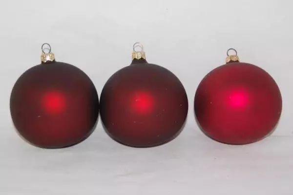 Lot of 5 Burgundy Glass Ball Ornaments 2 With Moose and Trees Design